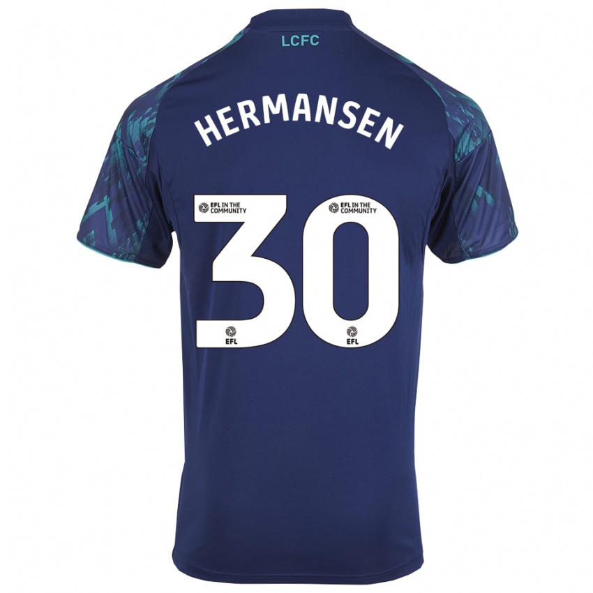 ילדים מאדס הרמנסן #30 כחול נייבי ירוק לבן הרחק ג'רזי 2025/26 חולצה קצרה