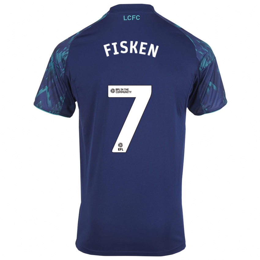 ילדים אלפי פיסקן #7 כחול נייבי ירוק לבן הרחק ג'רזי 2025/26 חולצה קצרה