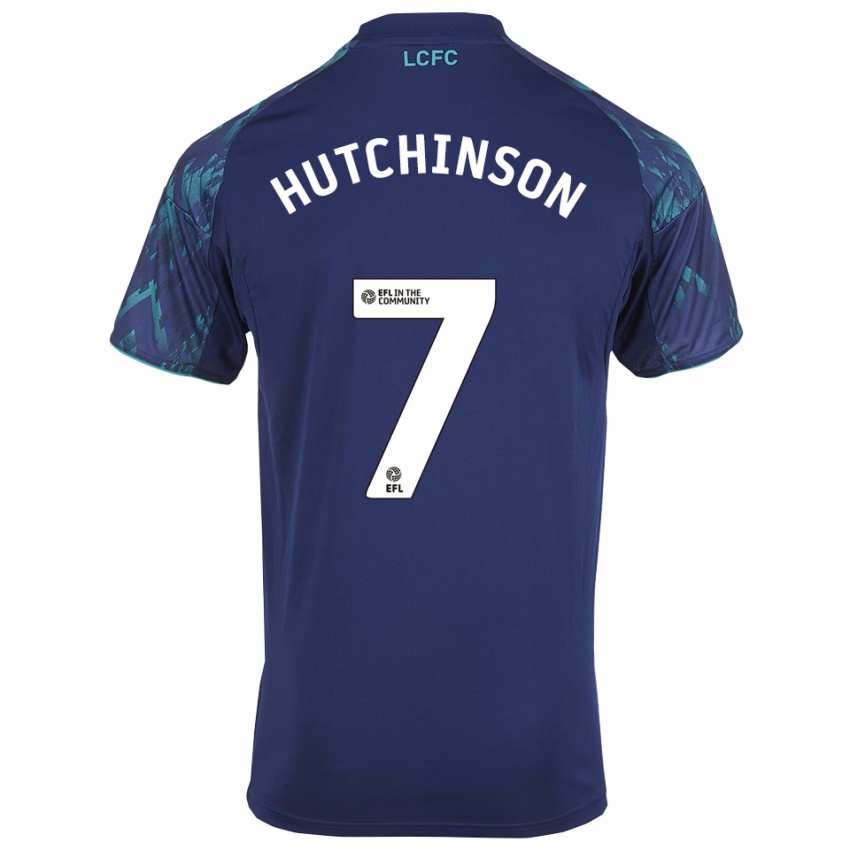 ילדים Lorenz Hutchinson #7 כחול נייבי ירוק לבן הרחק ג'רזי 2025/26 חולצה קצרה