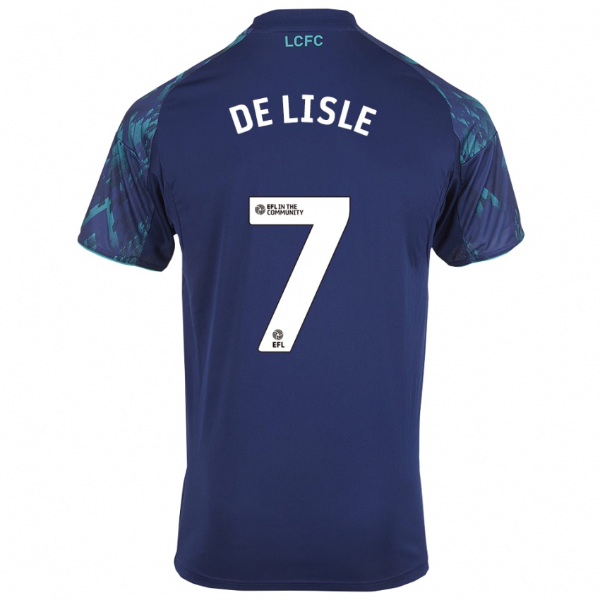 ילדים Hugo De Lisle #7 כחול נייבי ירוק לבן הרחק ג'רזי 2025/26 חולצה קצרה