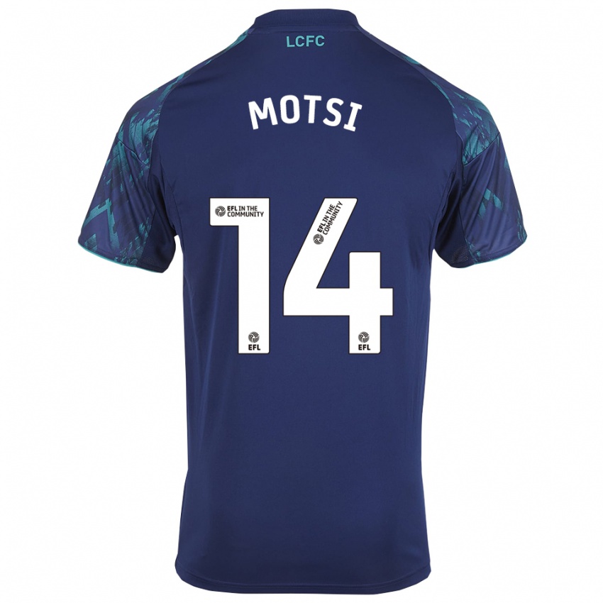 ילדים Darren Motsi #14 כחול נייבי ירוק לבן הרחק ג'רזי 2025/26 חולצה קצרה