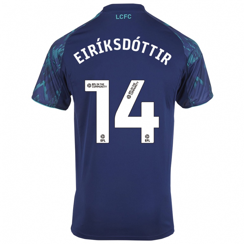ילדים Hlín Eiríksdóttir #14 כחול נייבי ירוק לבן הרחק ג'רזי 2025/26 חולצה קצרה