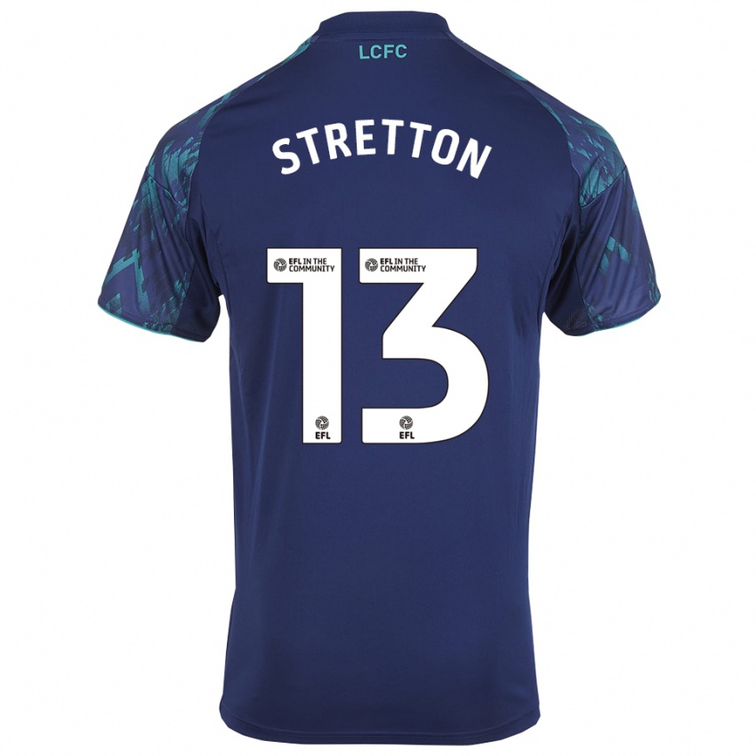 ילדים Leo Stretton #13 כחול נייבי ירוק לבן הרחק ג'רזי 2025/26 חולצה קצרה