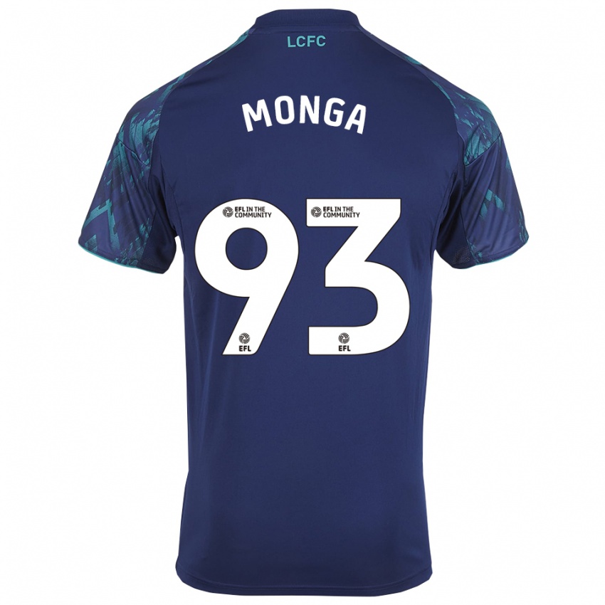 ילדים Jeremy Monga #93 כחול נייבי ירוק לבן הרחק ג'רזי 2025/26 חולצה קצרה