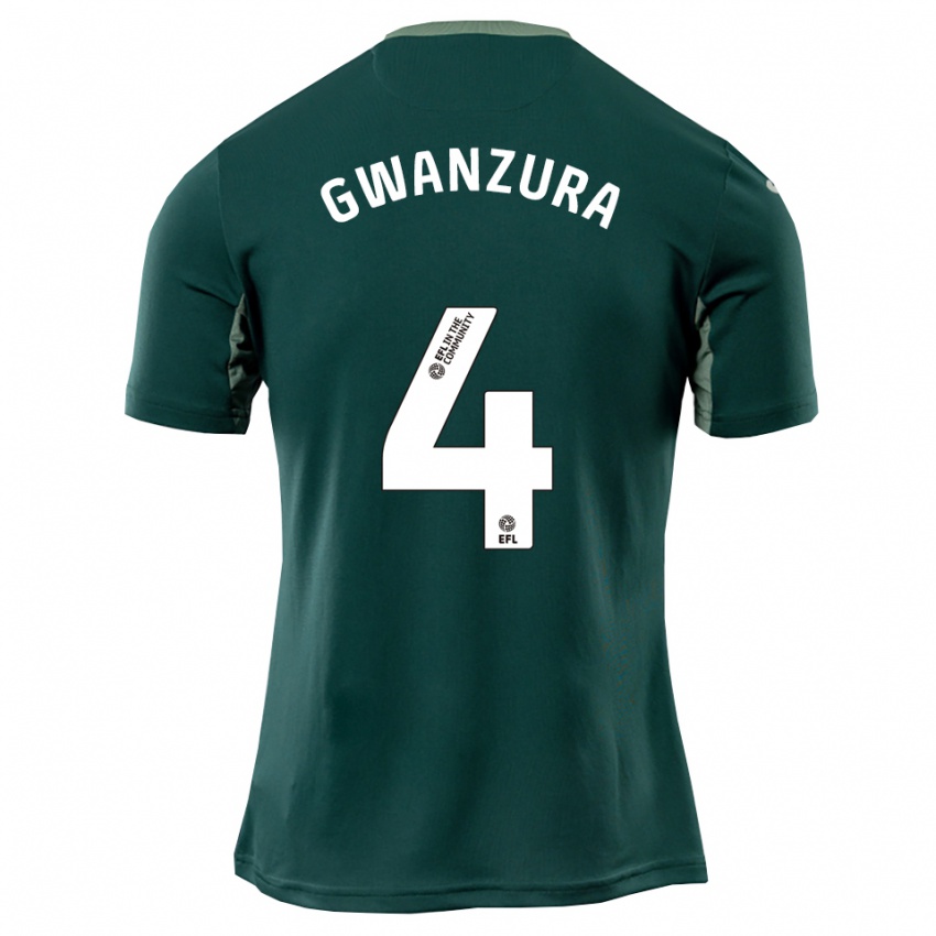 ילדים Takudzwa Gwanzura #4 ירוק לבן סגול הרחק ג'רזי 2025/26 חולצה קצרה