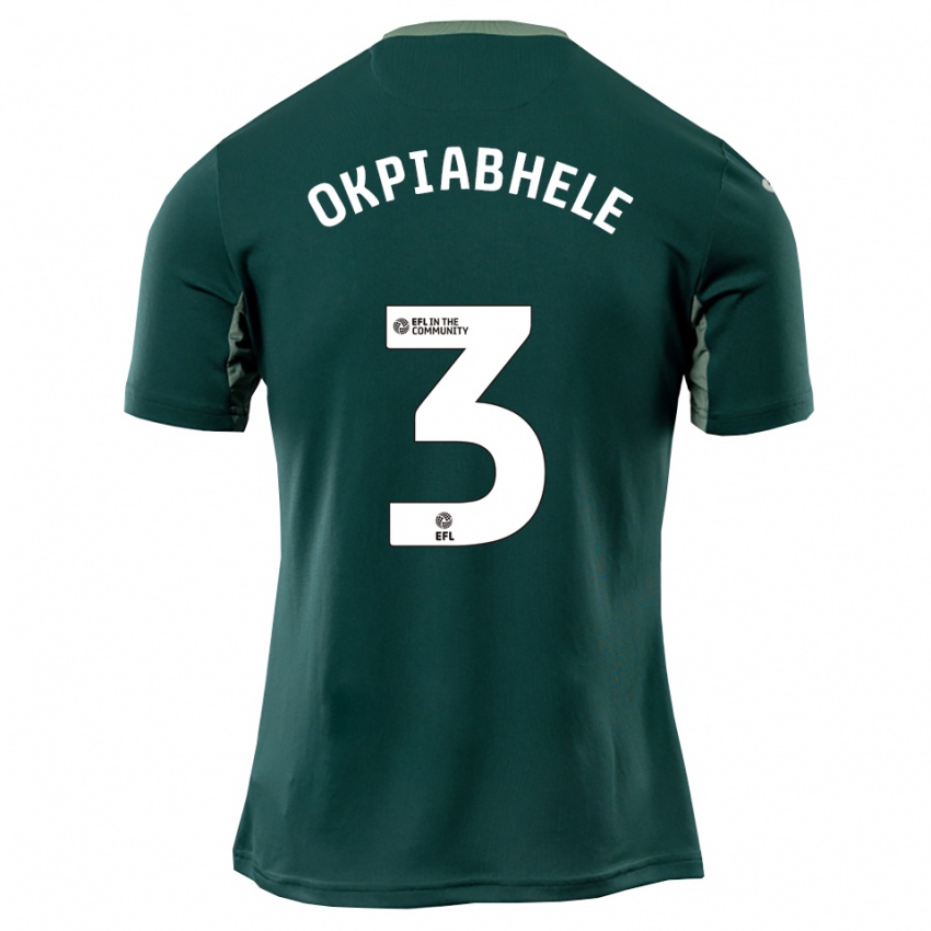 ילדים Oser Okpiabhele #3 ירוק לבן סגול הרחק ג'רזי 2025/26 חולצה קצרה