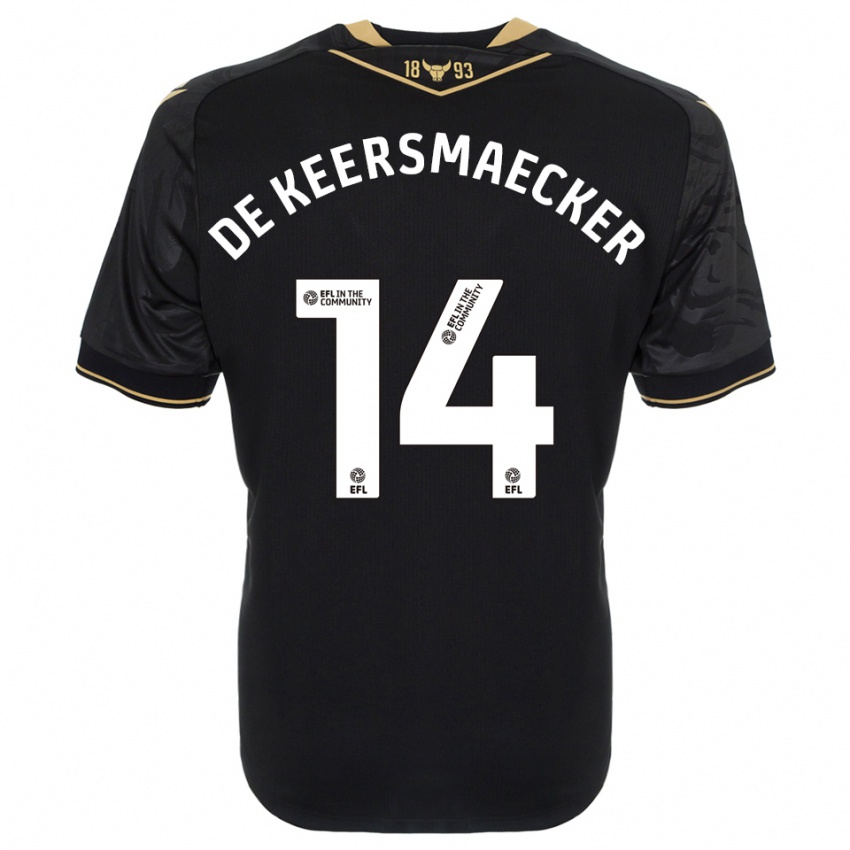 ילדים בריאן דה קירסמאקר #14 שחור זהב הרחק ג'רזי 2025/26 חולצה קצרה