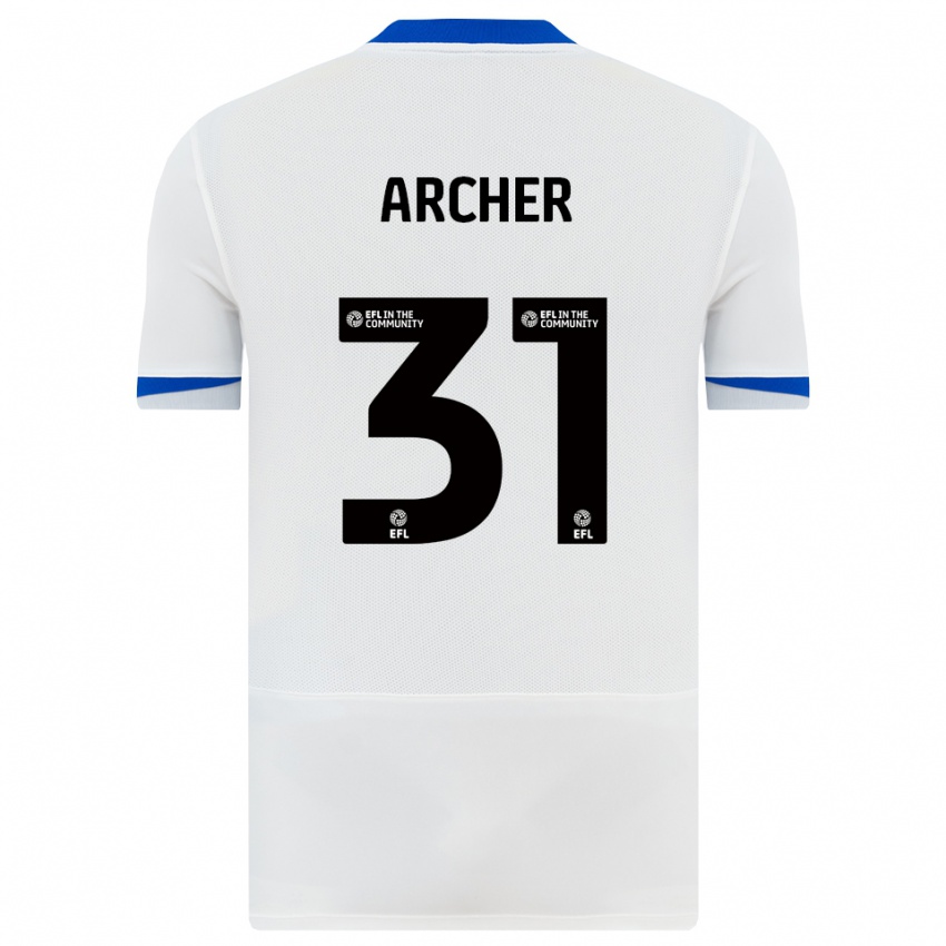 ילדים ג'ורדן ארצ'ר #31 לבן שחור הרחק ג'רזי 2025/26 חולצה קצרה