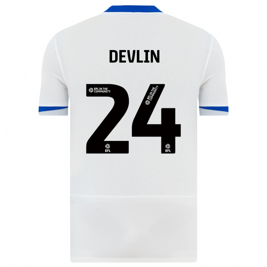 ילדים טרי דוולין #24 לבן שחור הרחק ג'רזי 2025/26 חולצה קצרה