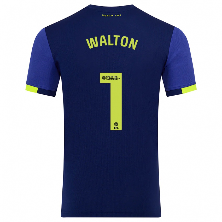 ילדים Jack Walton #1 כחול נייבי צהוב הרחק ג'רזי 2025/26 חולצה קצרה