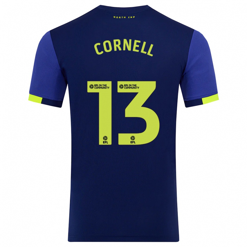 ילדים דייוויד קורנל #13 כחול נייבי צהוב הרחק ג'רזי 2025/26 חולצה קצרה
