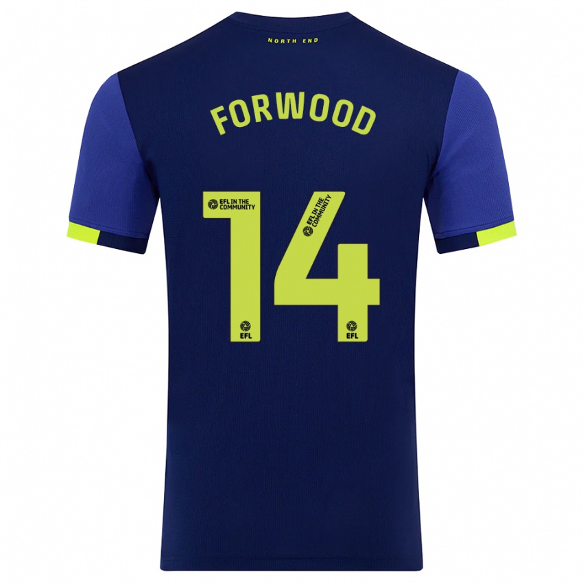 ילדים צ׳ארלי פורווד #14 כחול נייבי צהוב הרחק ג'רזי 2025/26 חולצה קצרה