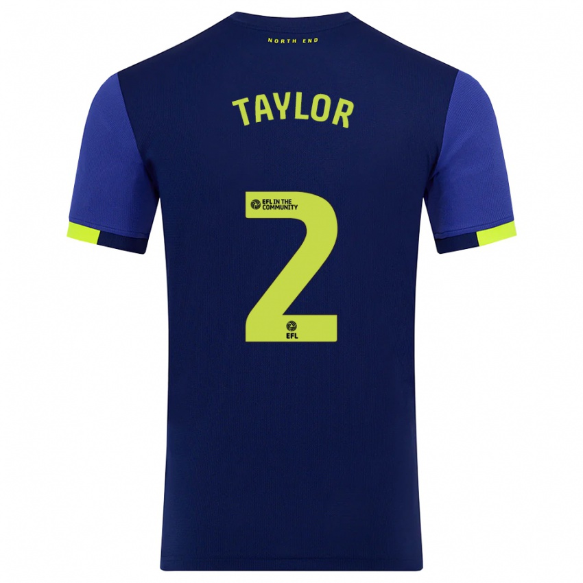 ילדים Alex Taylor #2 כחול נייבי צהוב הרחק ג'רזי 2025/26 חולצה קצרה