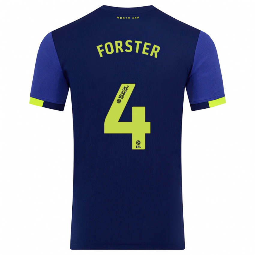 ילדים Hannah Forster #4 כחול נייבי צהוב הרחק ג'רזי 2025/26 חולצה קצרה