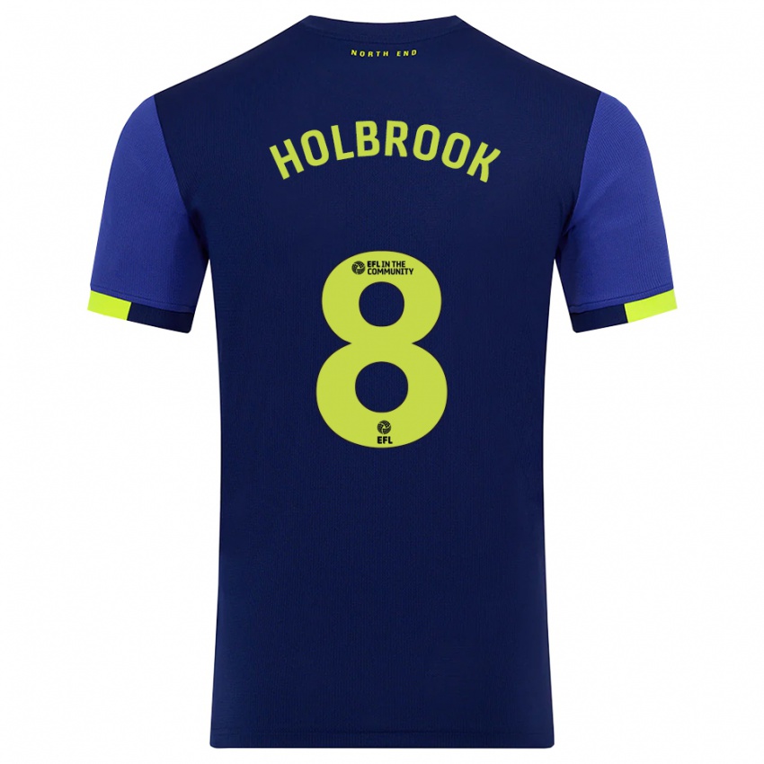 ילדים Jess Holbrook #8 כחול נייבי צהוב הרחק ג'רזי 2025/26 חולצה קצרה