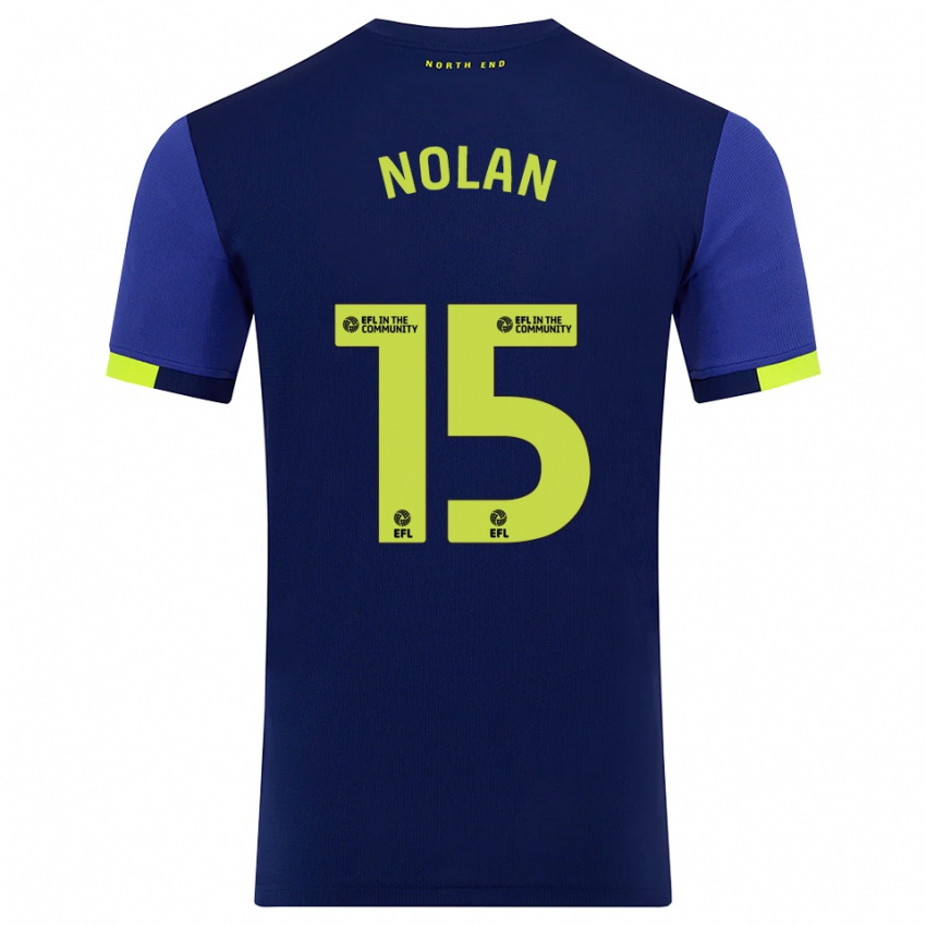 ילדים Ed Nolan #15 כחול נייבי צהוב הרחק ג'רזי 2025/26 חולצה קצרה