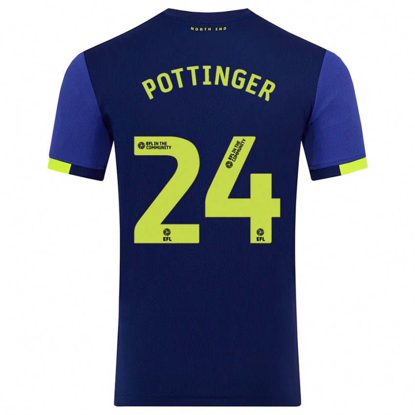 ילדים Kaya Pottinger #24 כחול נייבי צהוב הרחק ג'רזי 2025/26 חולצה קצרה