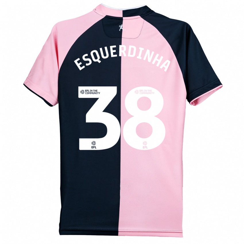 ילדים Esquerdinha #38 ורוד שחור הרחק ג'רזי 2025/26 חולצה קצרה