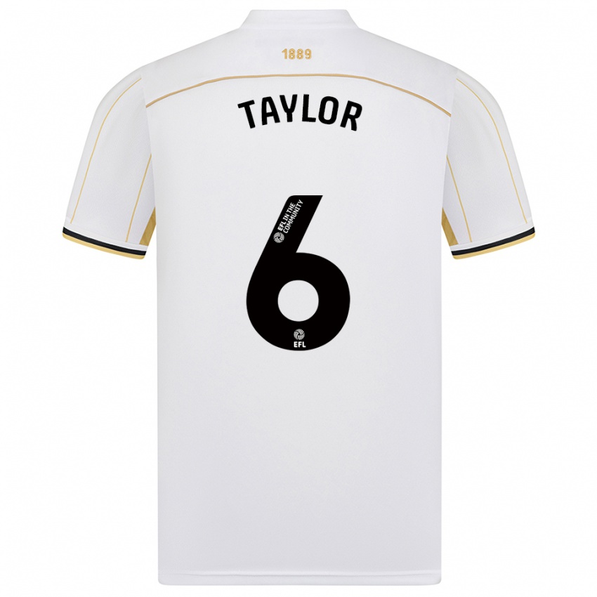 ילדים Emma Taylor #6 לבן זהב הרחק ג'רזי 2025/26 חולצה קצרה