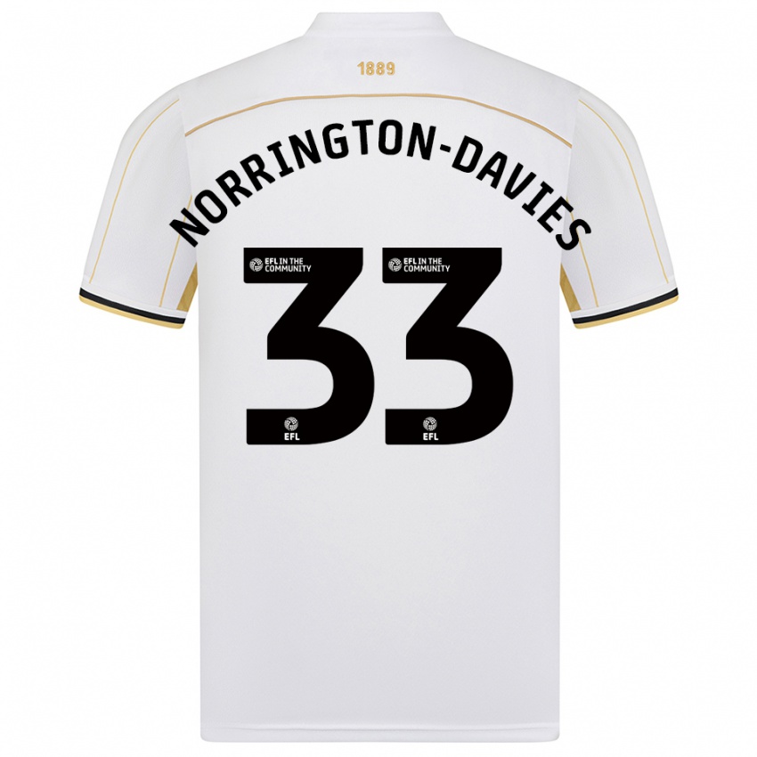 ילדים ריס נורינגטון-דייוויס #33 לבן זהב הרחק ג'רזי 2025/26 חולצה קצרה