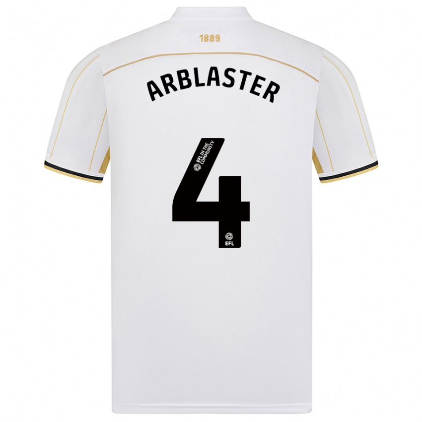 ילדים אולי ארבלסטר #4 לבן זהב הרחק ג'רזי 2025/26 חולצה קצרה