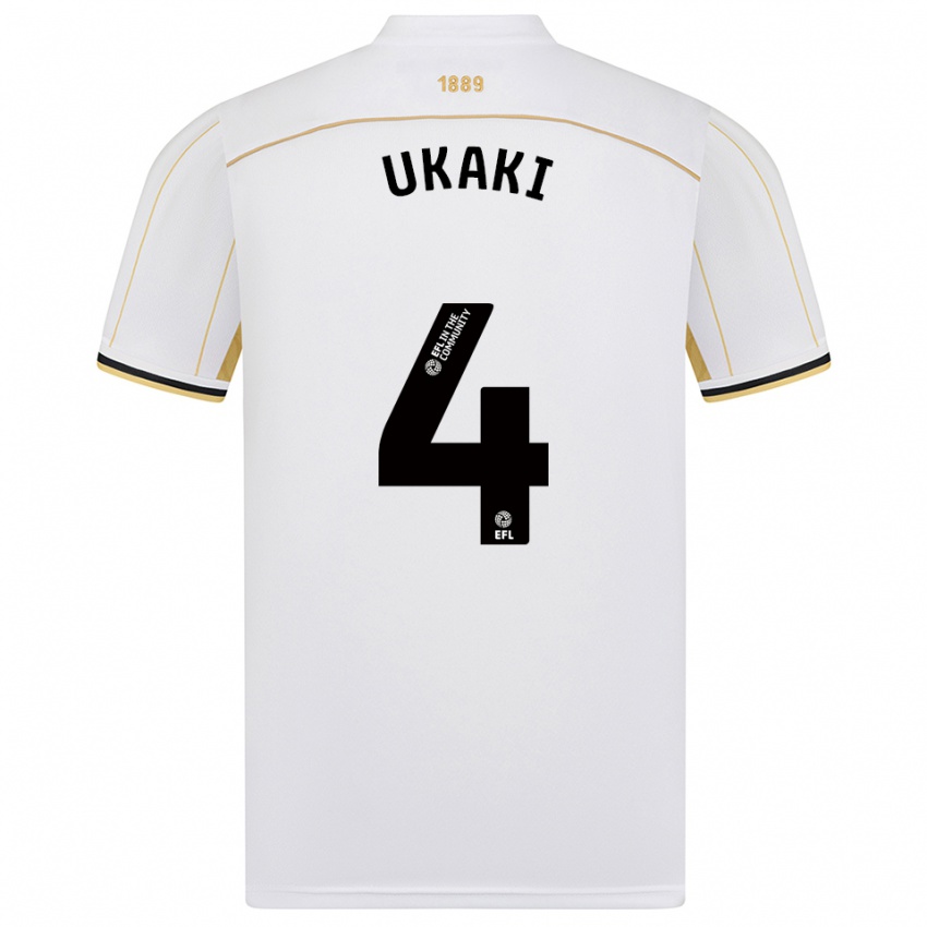 ילדים Ehije Ukaki #4 לבן זהב הרחק ג'רזי 2025/26 חולצה קצרה