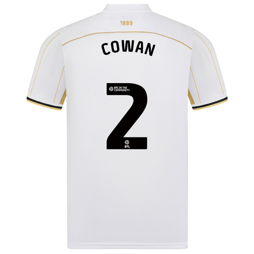 ילדים Leanne Cowan #2 לבן זהב הרחק ג'רזי 2025/26 חולצה קצרה ילדים Leanne Cowan #2 לבן זהב הרחק ג'רזי 2025/26 חולצה קצרה