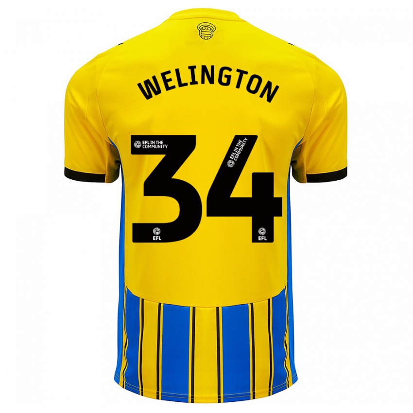 ילדים וולינגטון קסטיו #34 כחול צהוב הרחק ג'רזי 2025/26 חולצה קצרה