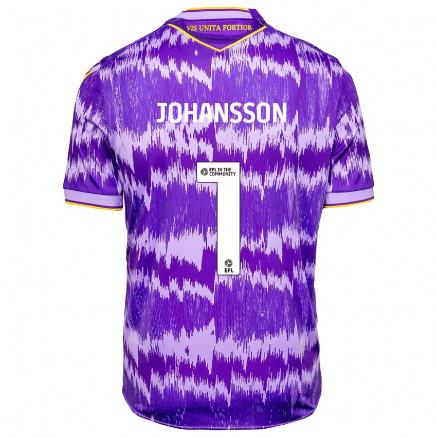 ילדים ויקטור יוהנסון #1 סגול צהוב הרחק ג'רזי 2025/26 חולצה קצרה