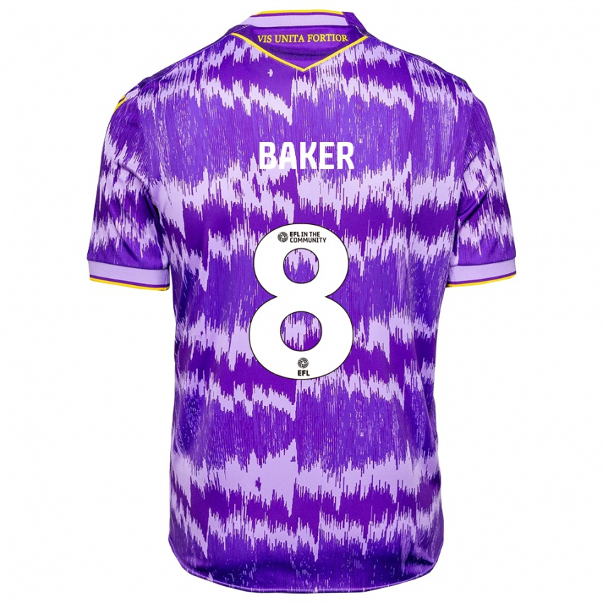 ילדים לואיס בייקר #8 סגול צהוב הרחק ג'רזי 2025/26 חולצה קצרה