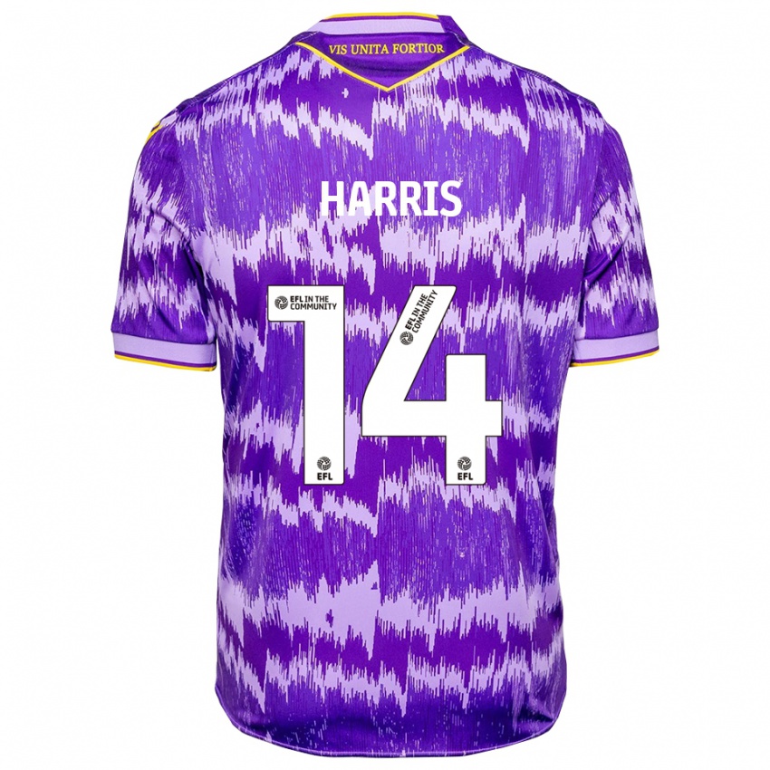 ילדים Oscar Harris #14 סגול צהוב הרחק ג'רזי 2025/26 חולצה קצרה