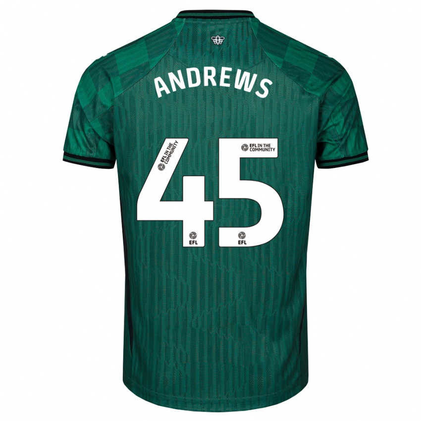 ילדים ראיין אנדרוז #45 ירוק שחור הרחק ג'רזי 2025/26 חולצה קצרה