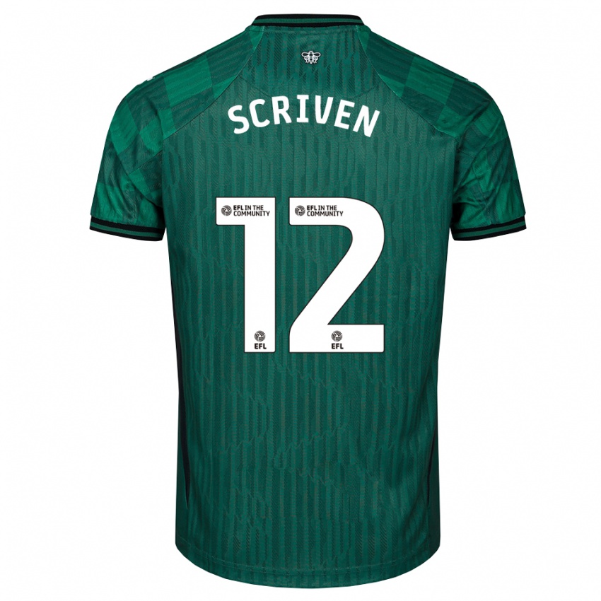 ילדים Jonny Scriven #12 ירוק שחור הרחק ג'רזי 2025/26 חולצה קצרה