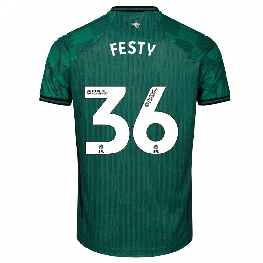 ילדים פסטי אבוסלה #36 ירוק שחור הרחק ג'רזי 2025/26 חולצה קצרה