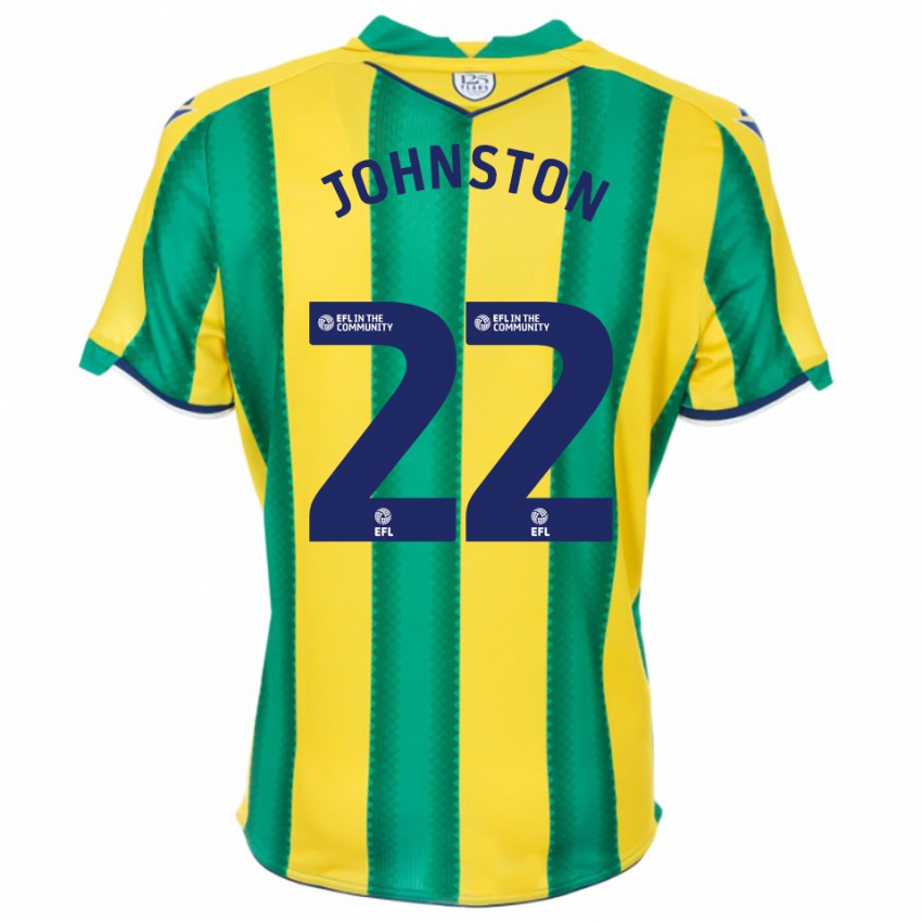 ילדים מייקל ג'ונסטון #22 צהוב ירוק הרחק ג'רזי 2025/26 חולצה קצרה