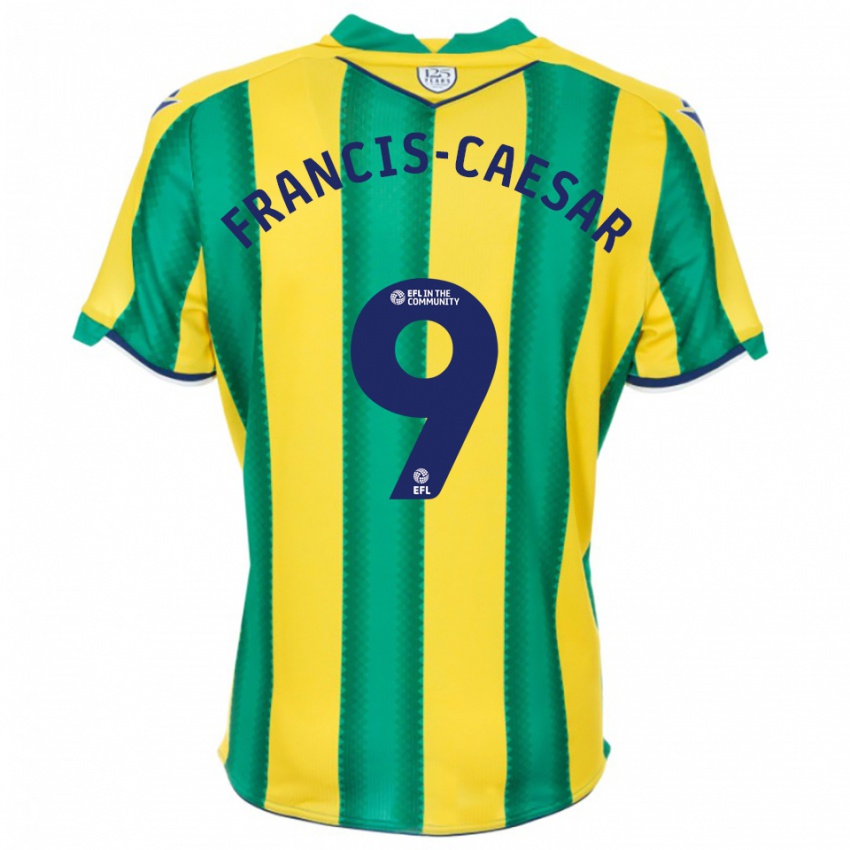 ילדים Jaiden Francis-Caesar #9 צהוב ירוק הרחק ג'רזי 2025/26 חולצה קצרה