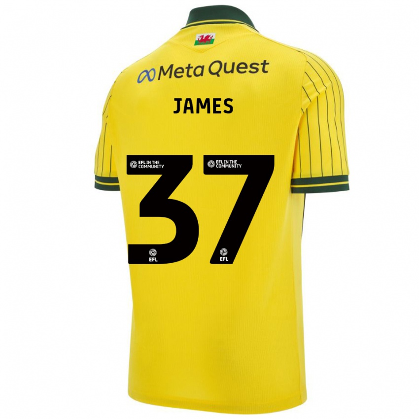 ילדים מאטי ג'יימס #37 צהוב ירוק הרחק ג'רזי 2025/26 חולצה קצרה