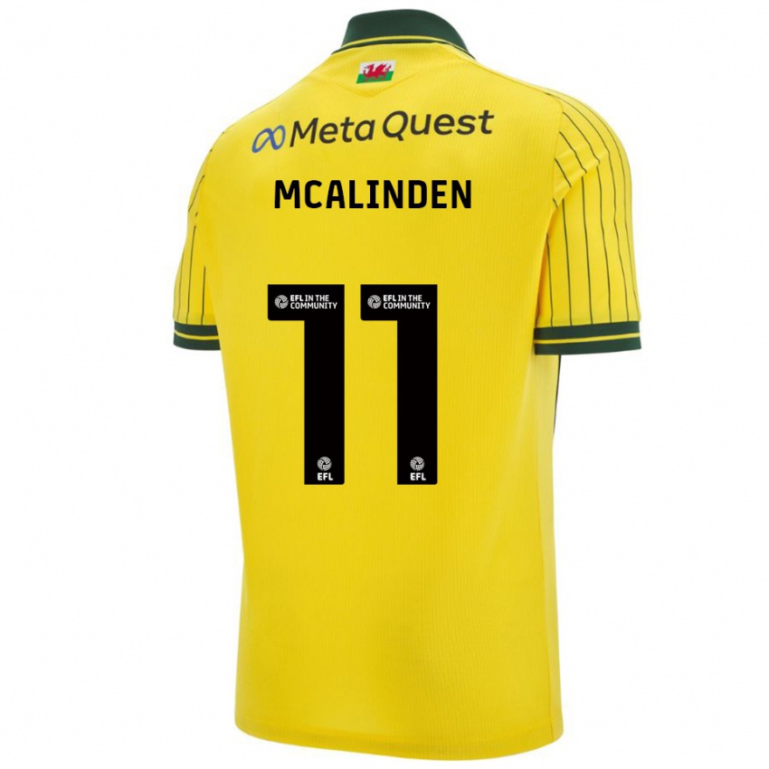 ילדים ליאם מקאלינדן #11 צהוב ירוק הרחק ג'רזי 2025/26 חולצה קצרה