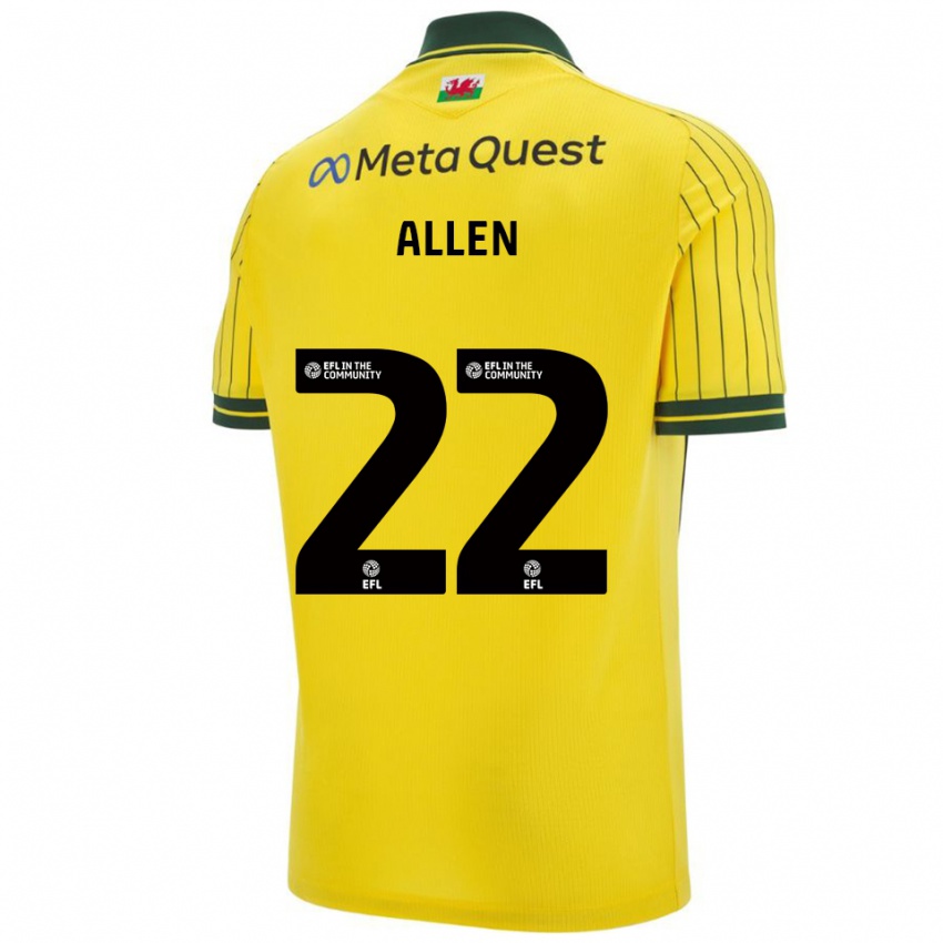 ילדים קרן אלן #22 צהוב ירוק הרחק ג'רזי 2025/26 חולצה קצרה