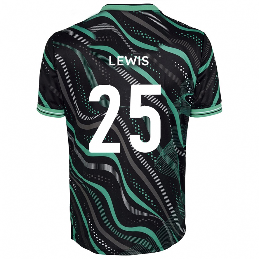 ילדים Harry Lewis #25 שחור ירוק הרחק ג'רזי 2025/26 חולצה קצרה