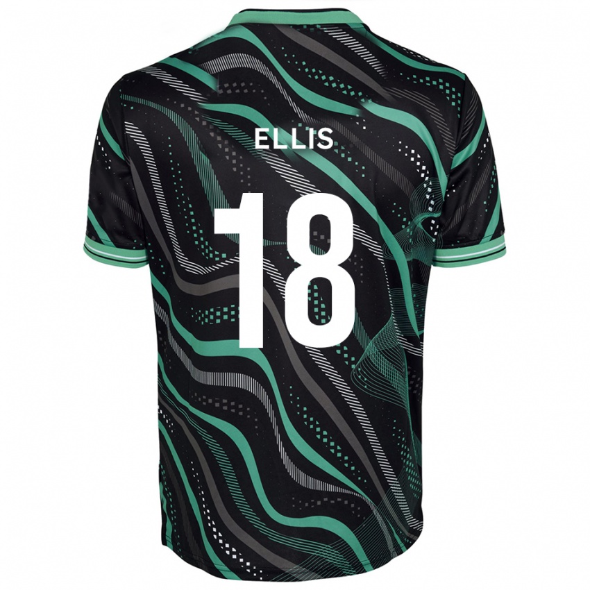 ילדים Jack Ellis #18 שחור ירוק הרחק ג'רזי 2025/26 חולצה קצרה