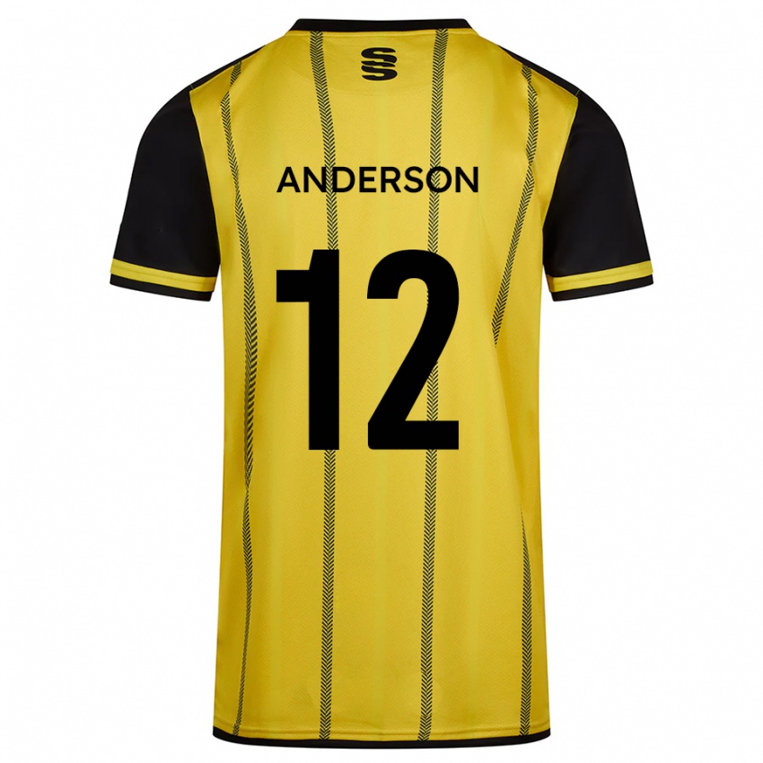 ילדים Zea Anderson #12 צהוב שחור הרחק ג'רזי 2025/26 חולצה קצרה