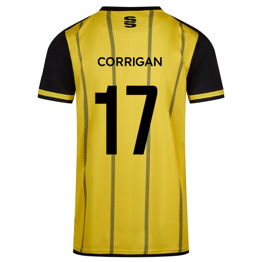 ילדים Niamh Corrigan #17 צהוב שחור הרחק ג'רזי 2025/26 חולצה קצרה