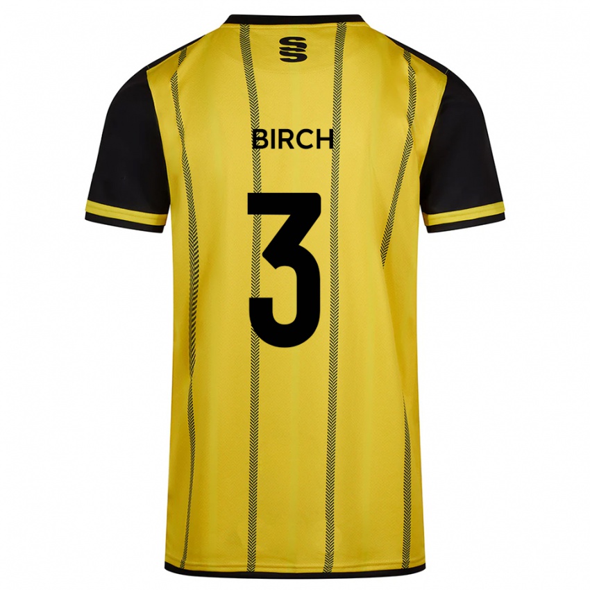 ילדים Sam Birch #3 צהוב שחור הרחק ג'רזי 2025/26 חולצה קצרה