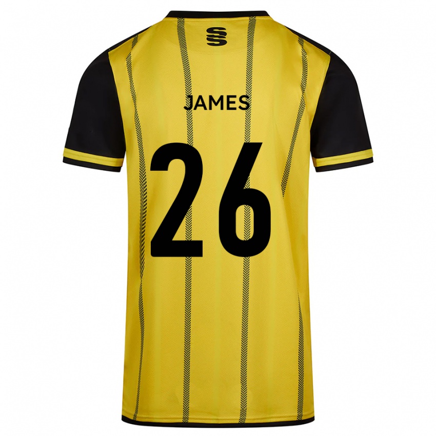 ילדים Nicola James #26 צהוב שחור הרחק ג'רזי 2025/26 חולצה קצרה