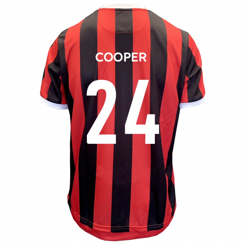 ילדים Charlie Cooper #24 אדום שחור הרחק ג'רזי 2025/26 חולצה קצרה