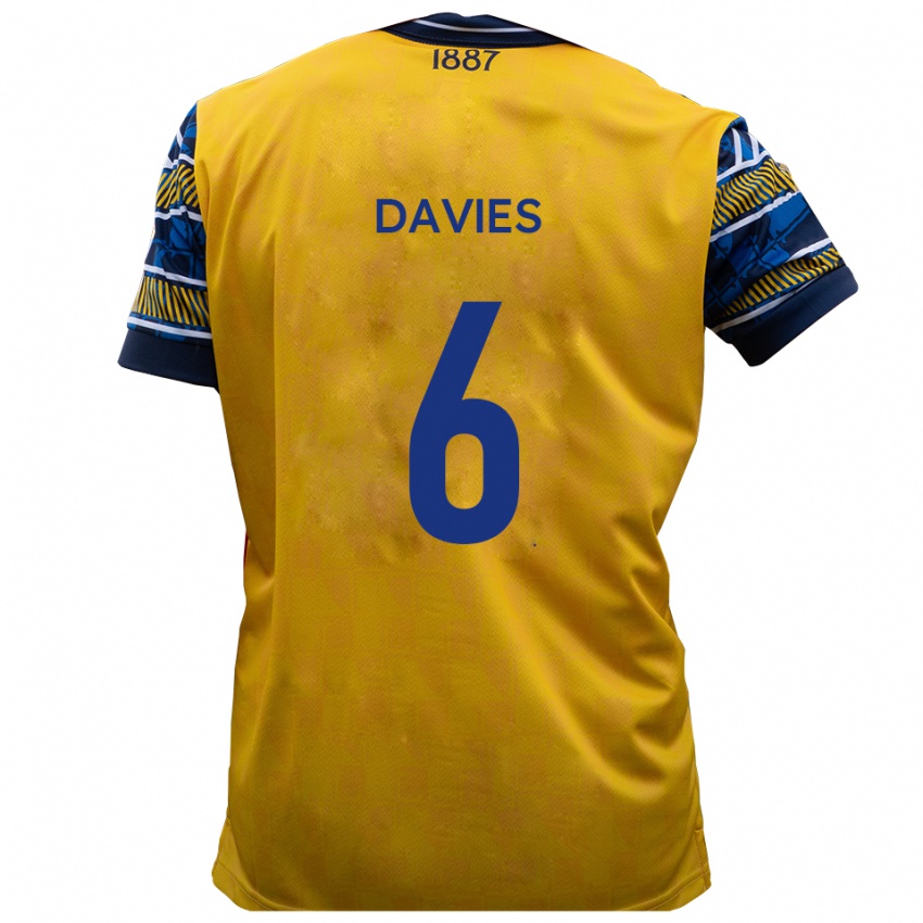 ילדים Dillan Davies #6 צהוב שחור הרחק ג'רזי 2025/26 חולצה קצרה