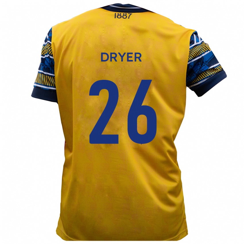 ילדים Tom Dryer #26 צהוב שחור הרחק ג'רזי 2025/26 חולצה קצרה