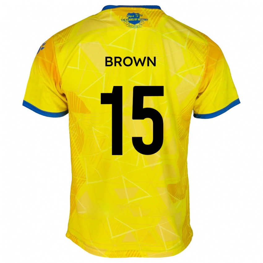 ילדים Jed Brown #15 צהוב כחול הרחק ג'רזי 2025/26 חולצה קצרה