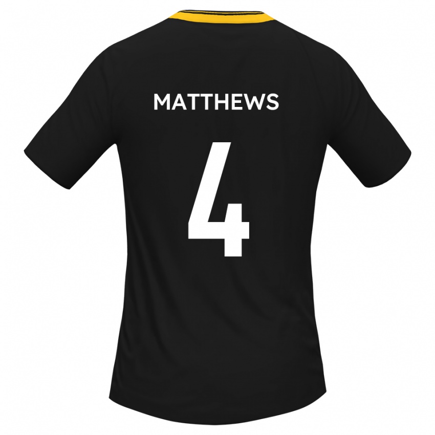 ילדים Anton Matthews #4 שחור צהוב הרחק ג'רזי 2025/26 חולצה קצרה